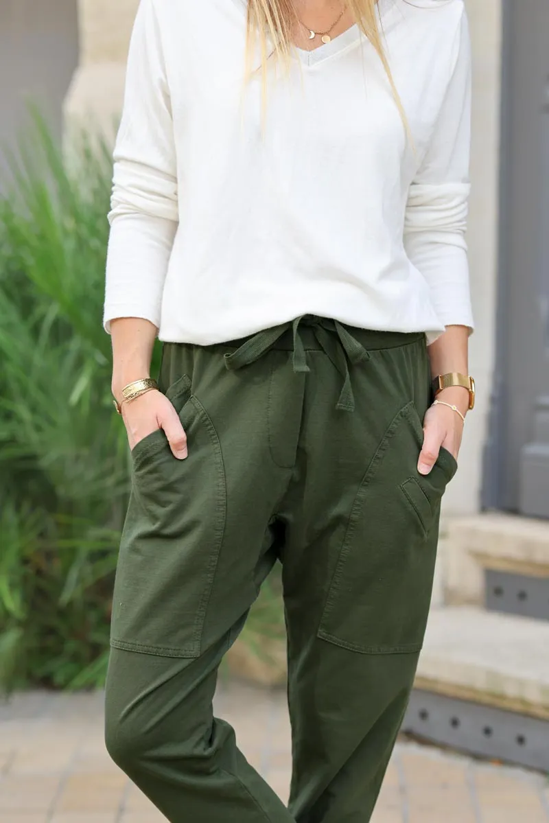 Pantalon de jogging urbain vert kaki à poches