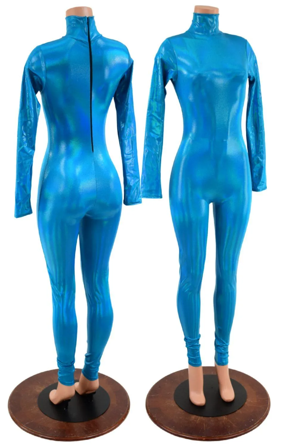 Peacock Catsuit with Back Zipper