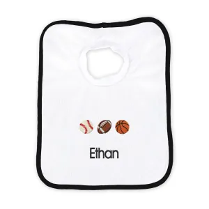 Personalized 3 Sports Balls Emoji Bib