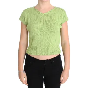 PINK MEMORIES Elegant Green Knitted Sleeveless Vest Sweater