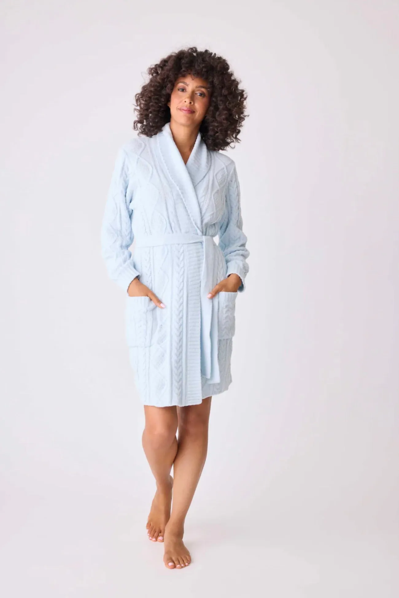 PJ Salvage Chenille Cozy Cable Robe Blue