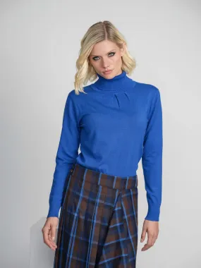 PLEATED TURTLENECK-BLUE