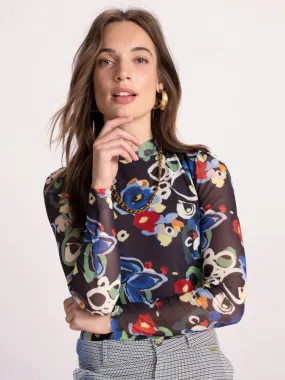 Pom Turtleneck Top Flower Glory Multi