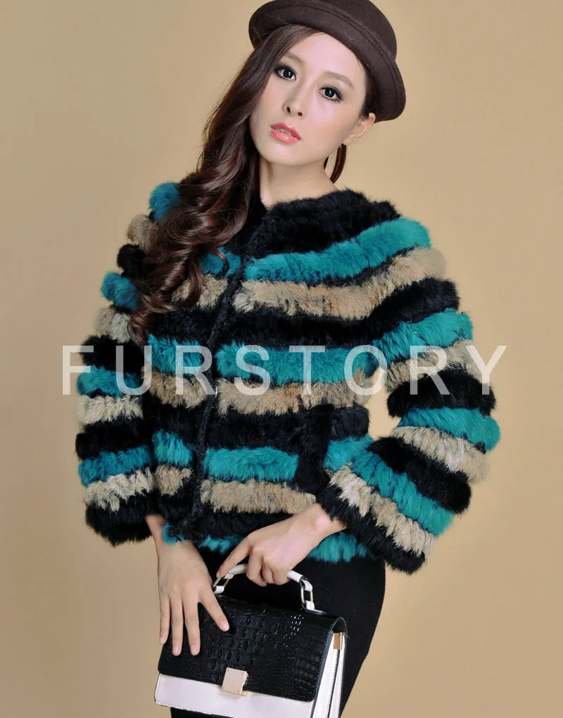 Real Knitted Rabbit Fur Coat Jacket Vest High Quality Fur Sweater Short Version Hot Sale Fur Story FS13004