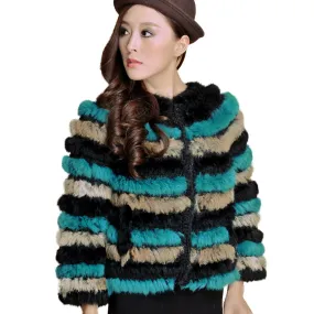 Real Knitted Rabbit Fur Coat Jacket Vest High Quality Fur Sweater Short Version Hot Sale Fur Story FS13004