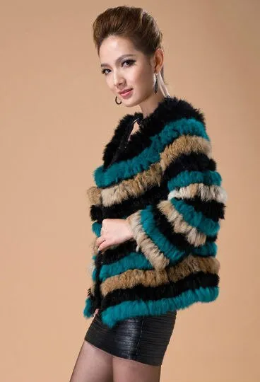 Real Knitted Rabbit Fur Coat Jacket Vest High Quality Fur Sweater Short Version Hot Sale Fur Story FS13004