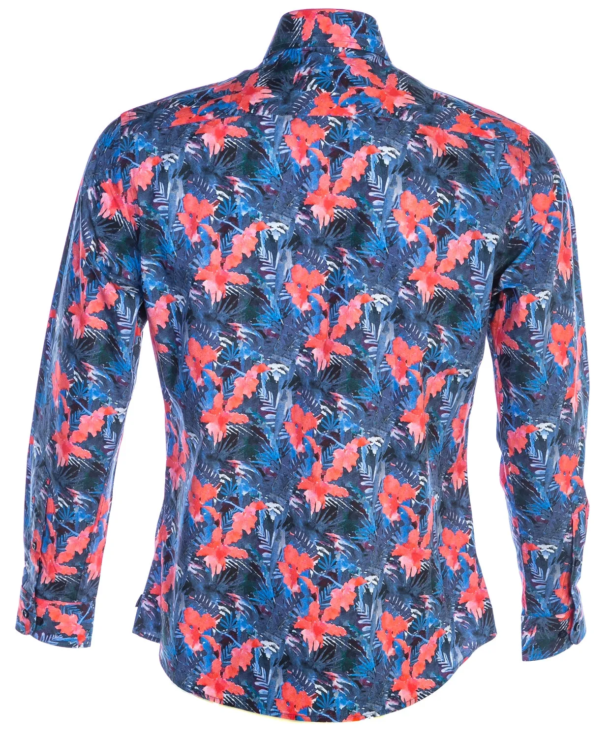 Remus Uomo Floral Print Shirt in Navy & Red