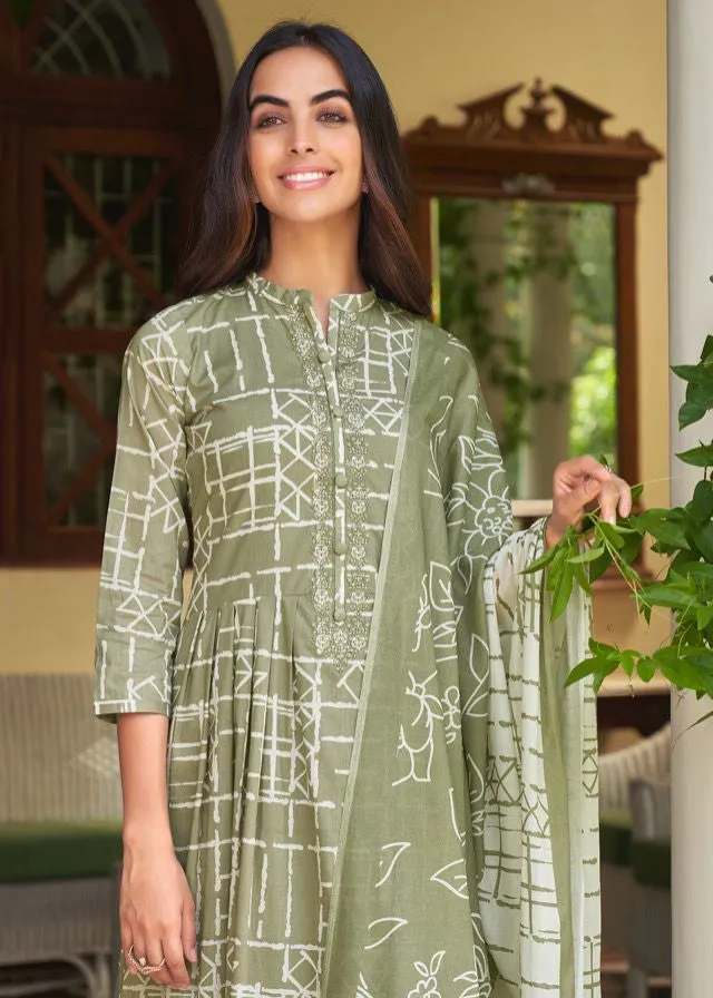 Sadhana Unstitched Green Pashmina Winter Suit Dress Material