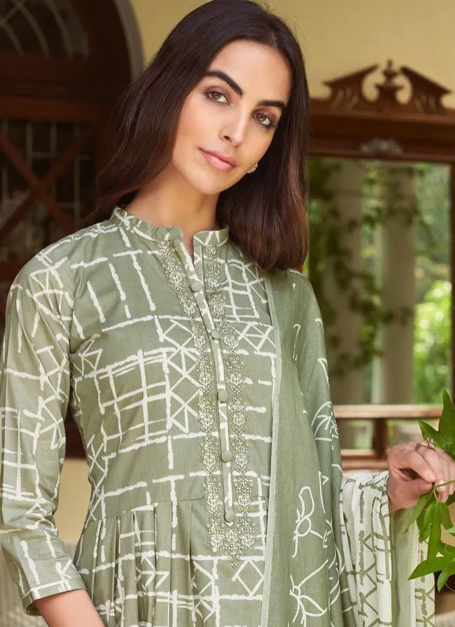 Sadhana Unstitched Green Pashmina Winter Suit Dress Material