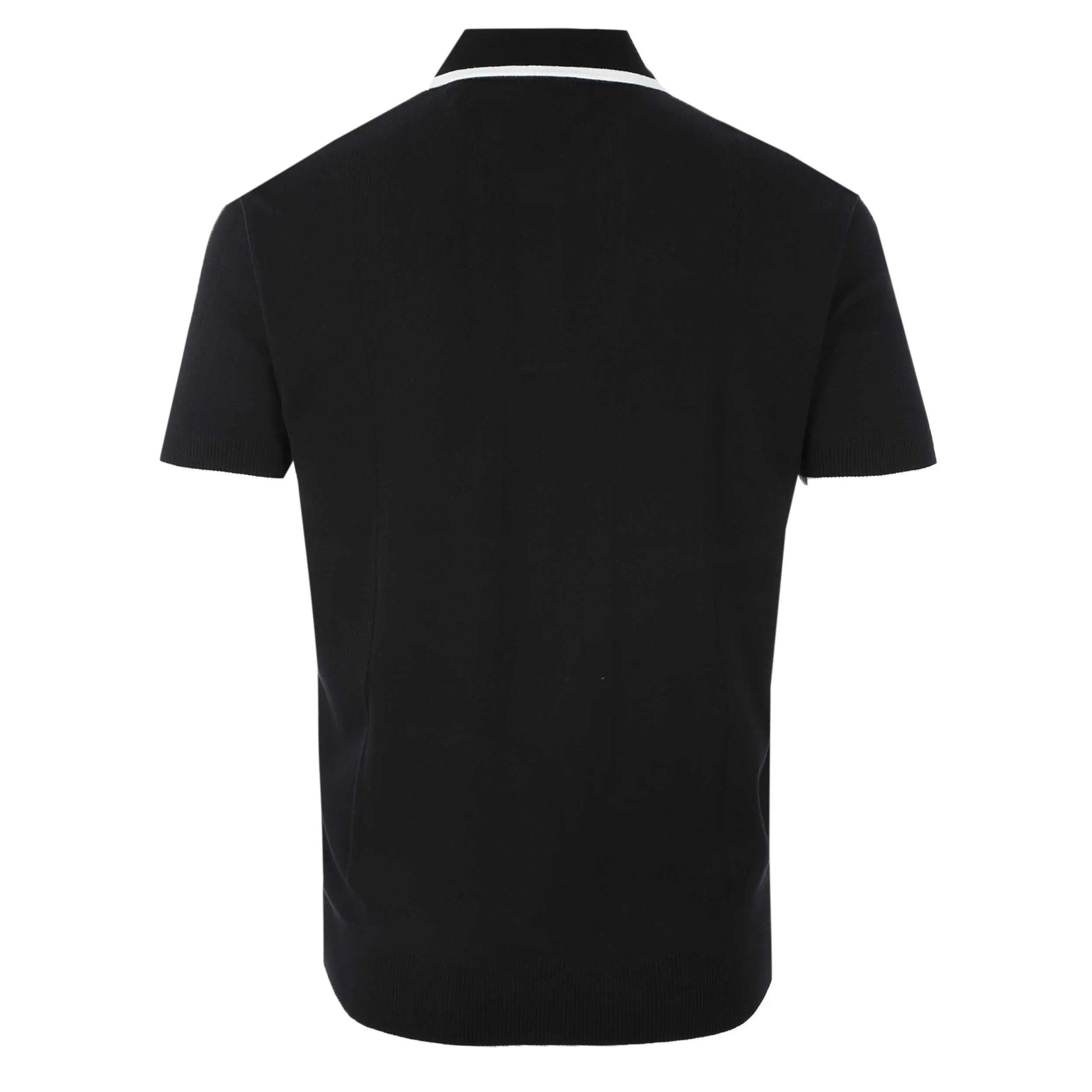 Sandbanks Jacquard Stripe Knit Polo Shirt in Black