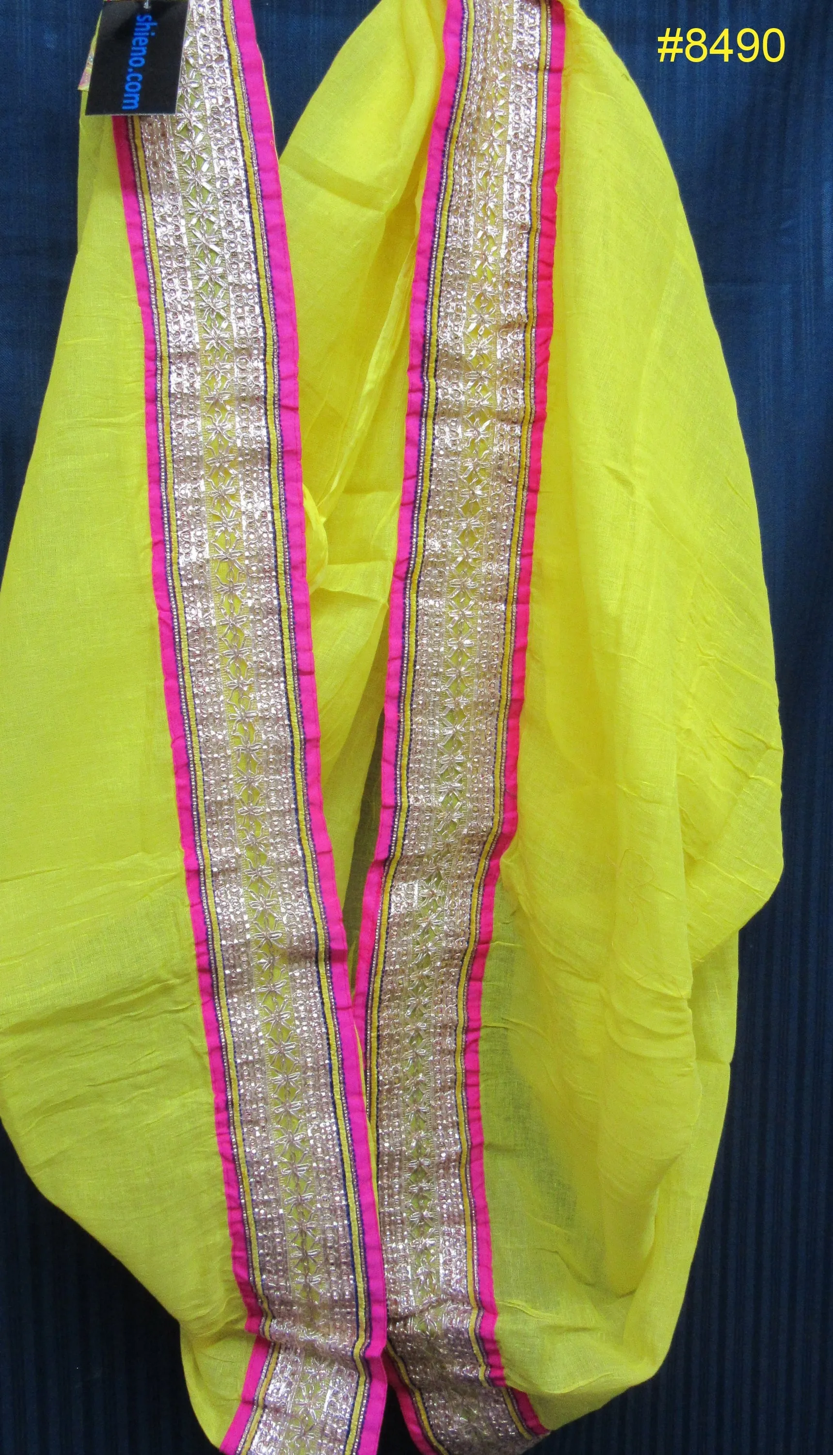 Scarff 8493 Cotton Solid Colors Gold Trim Dupatta Chunni Shawl