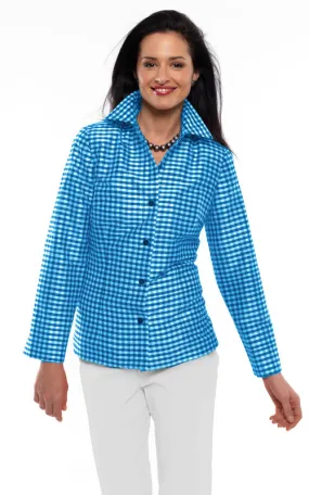 Silk Dupioni Mini Gingham Check Cara Shirt