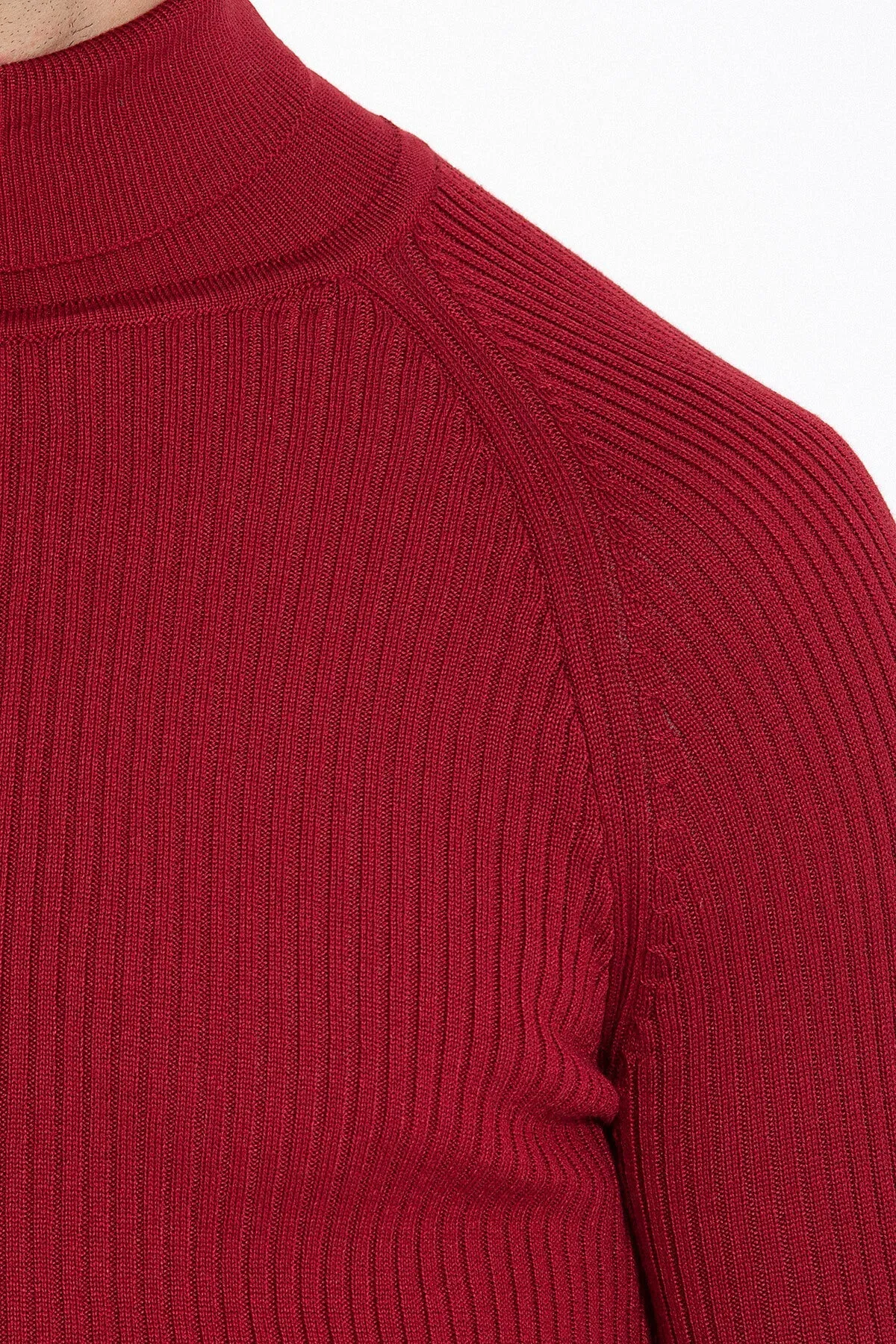 Slim Fit Red Turtleneck Sweater