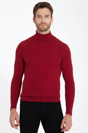 Slim Fit Red Turtleneck Sweater