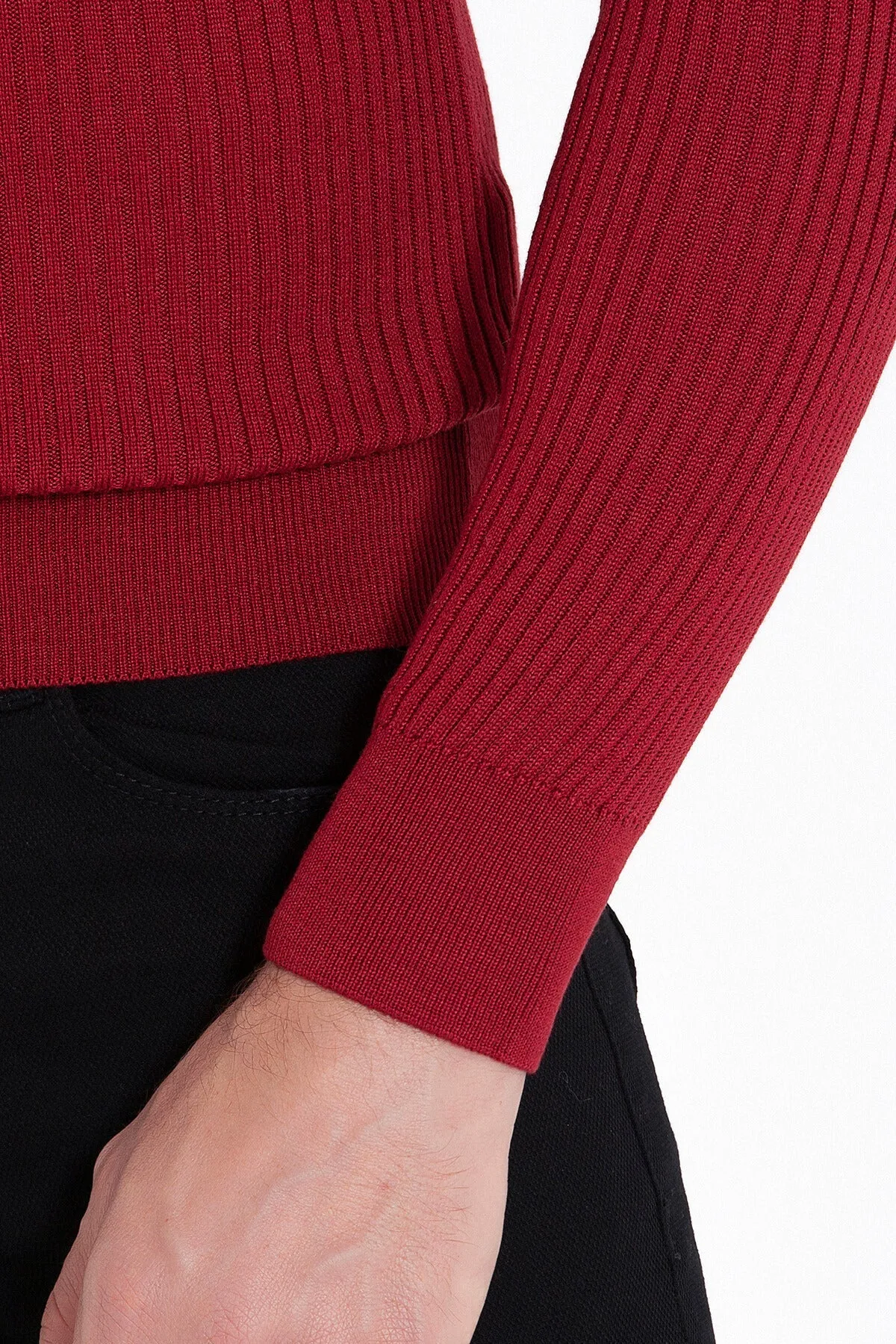 Slim Fit Red Turtleneck Sweater