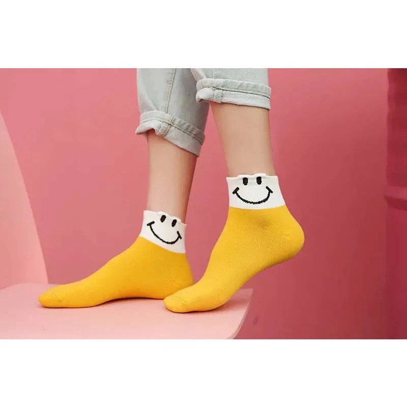 Smiley Face Crew Socks