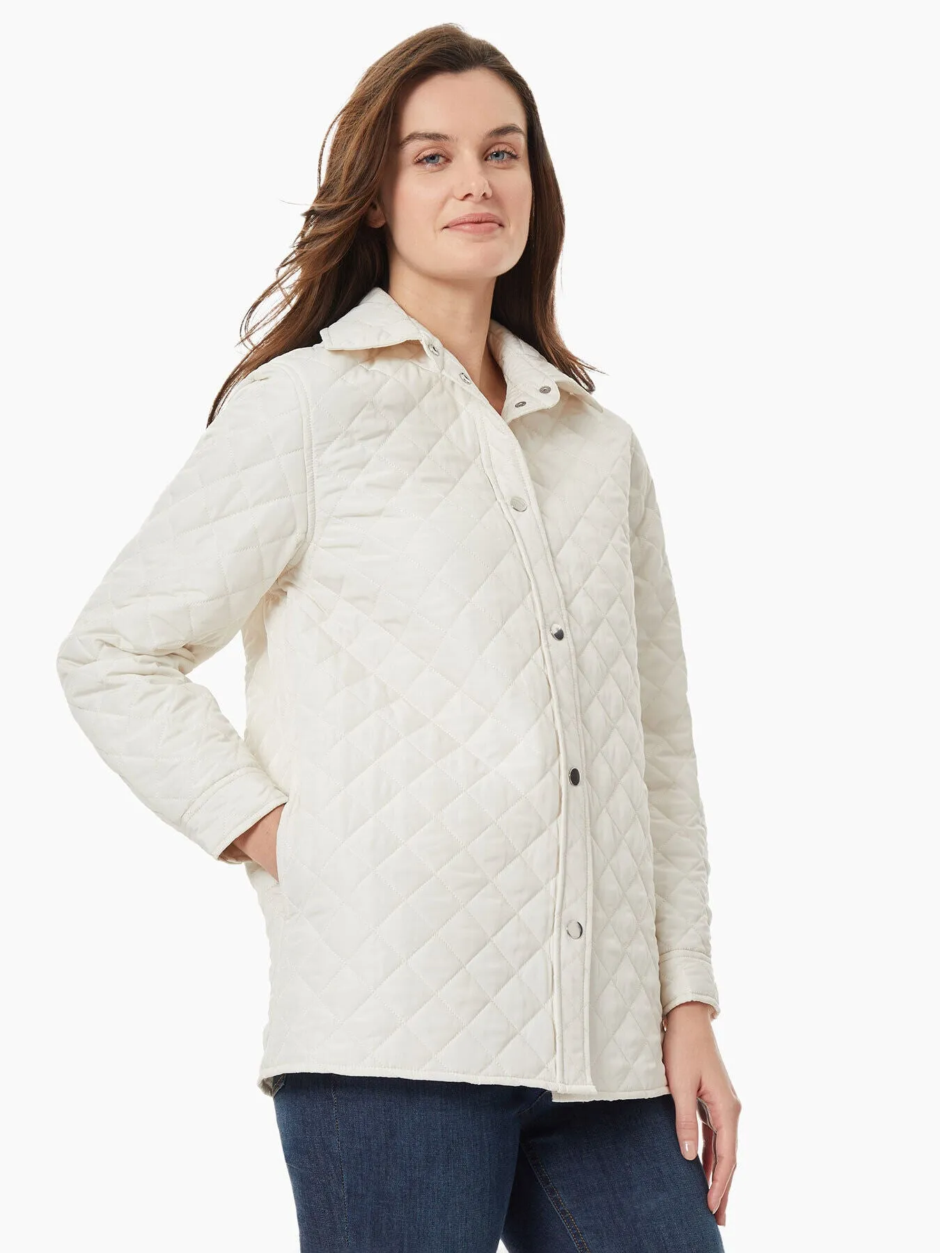 Snap-Front Quilted Jacket