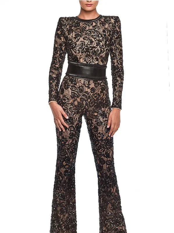 Socialite Compound Lace Slim Jumpsuit