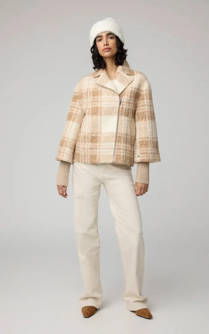 SOIA&KYO PAULINE - Relaxed-Fit Plaid Jacket With Biker Collar