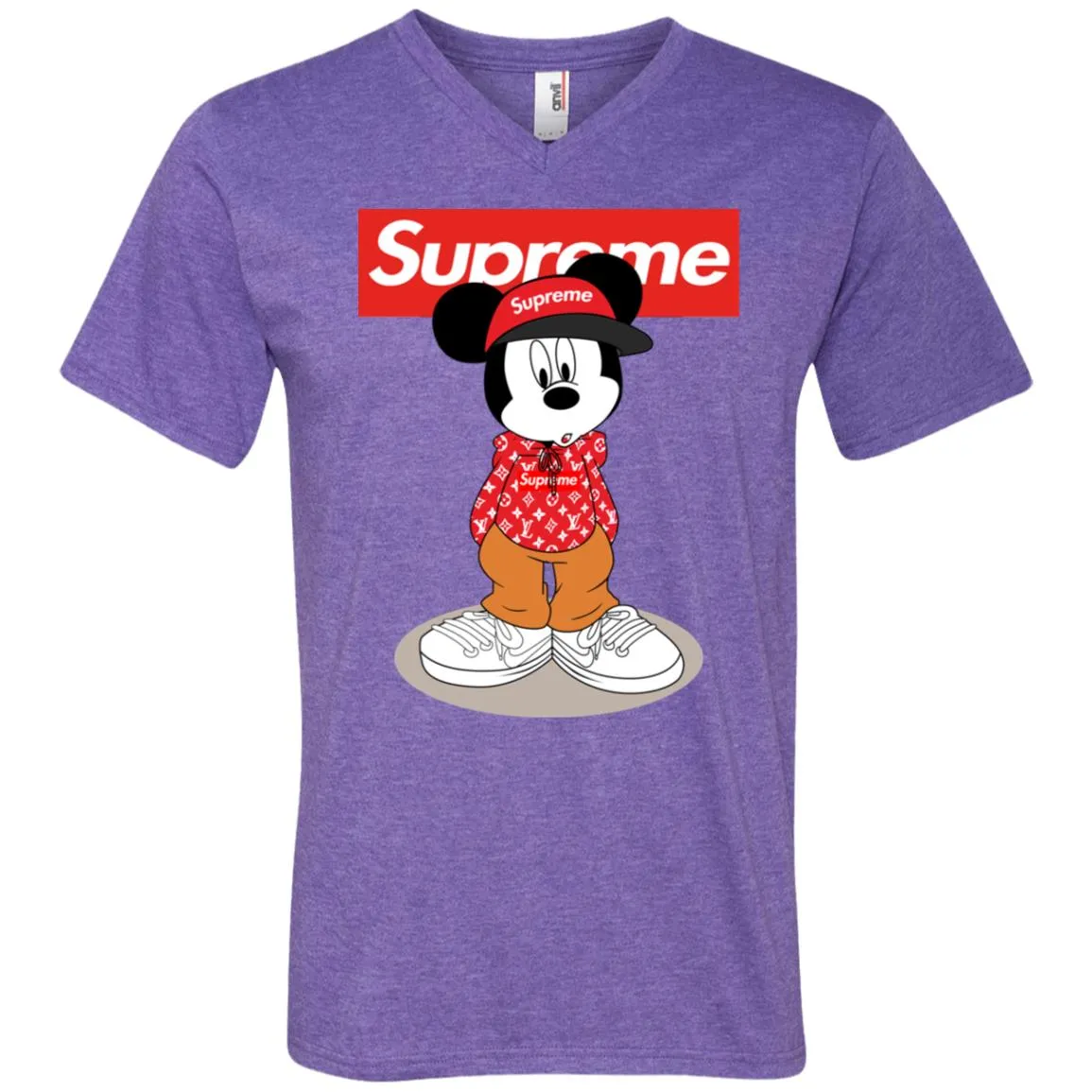 Supreme Mickey Mouse T-shirt Men V-Neck T-Shirt