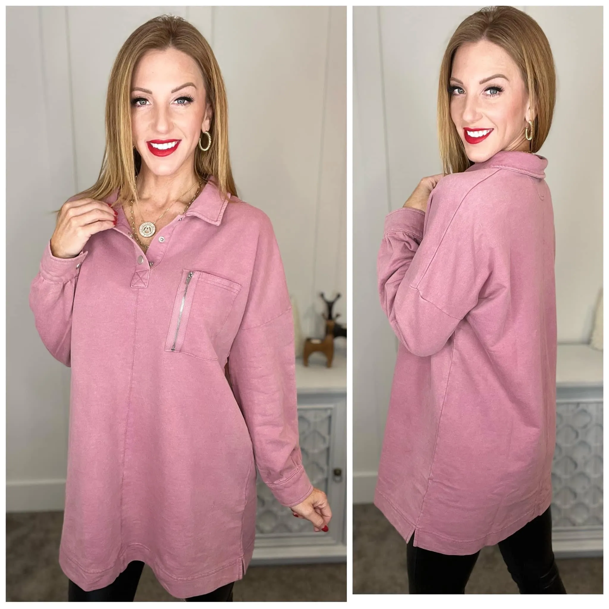 Sweet Crush Collar Pullover in Mauve