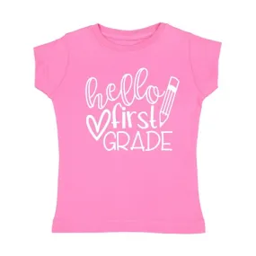 Sweet Wink Girls Pink HELLO FIRST GRADE S/S Shirt