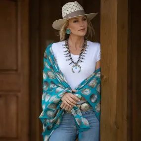 The "Concho" Swim Wrap/Shawl - Turquoise