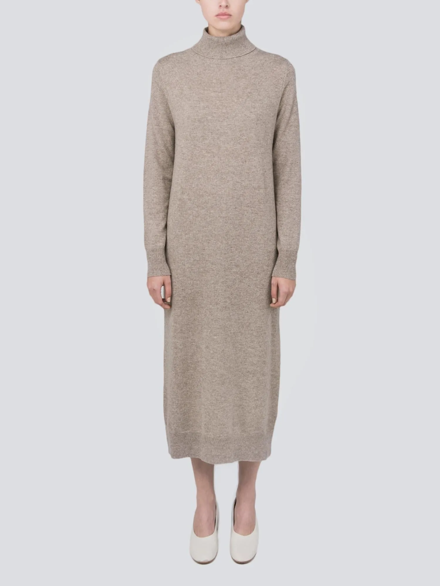 Turtleneck Maxi Dress_Beige