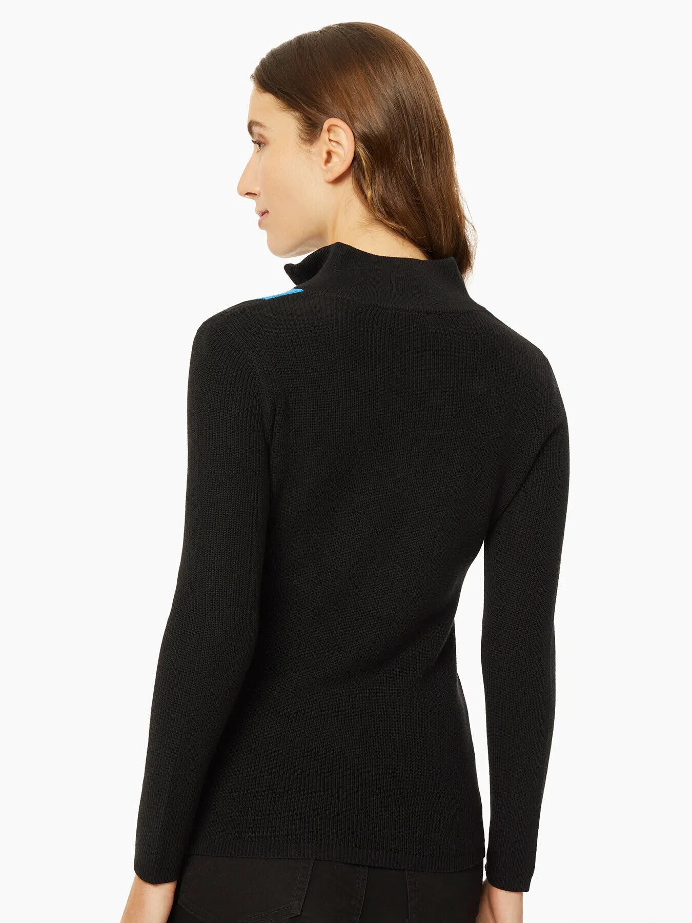 Two-Tone Quarter-Zip Ribbed Sweater