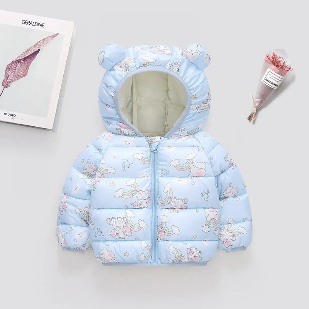 Unisex Down Jacket Girls and Boys Thickened Hooded Loose Short Jacket Wholesale Kids Clothes