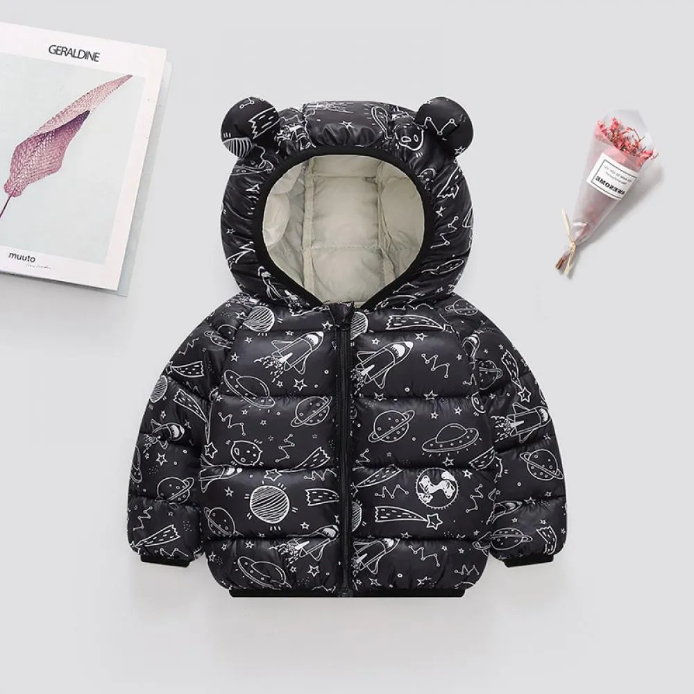 Unisex Down Jacket Girls and Boys Thickened Hooded Loose Short Jacket Wholesale Kids Clothes