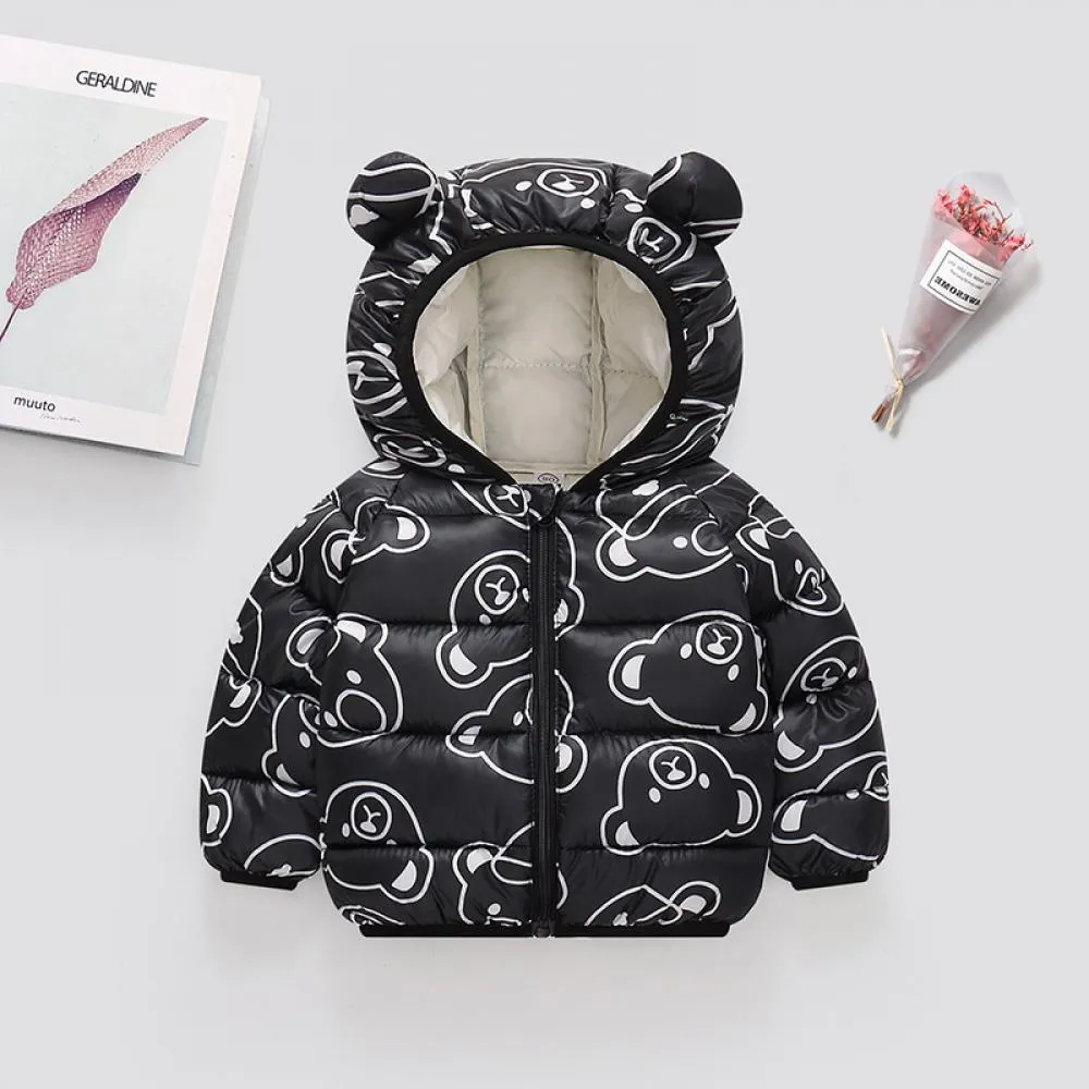 Unisex Down Jacket Girls and Boys Thickened Hooded Loose Short Jacket Wholesale Kids Clothes