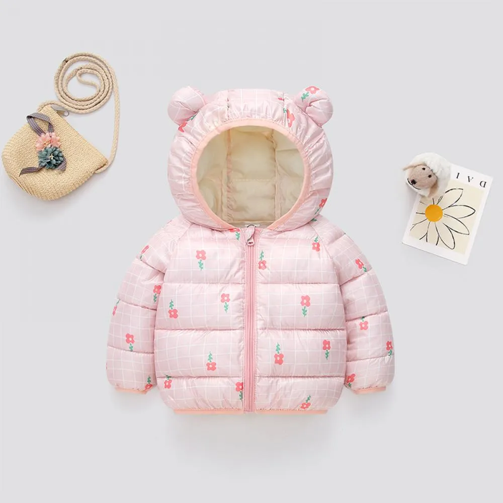 Unisex Down Jacket Girls and Boys Thickened Hooded Loose Short Jacket Wholesale Kids Clothes