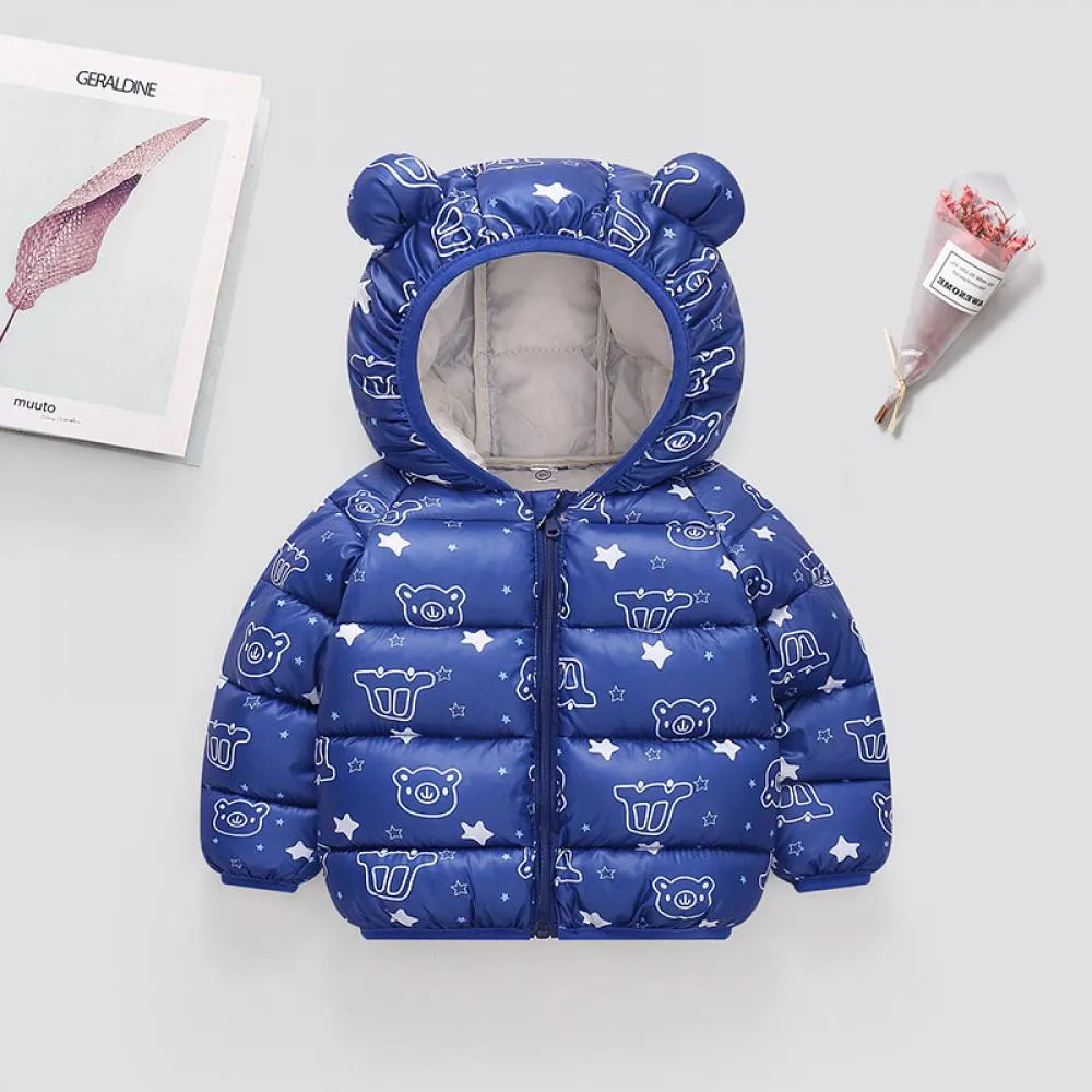 Unisex Down Jacket Girls and Boys Thickened Hooded Loose Short Jacket Wholesale Kids Clothes