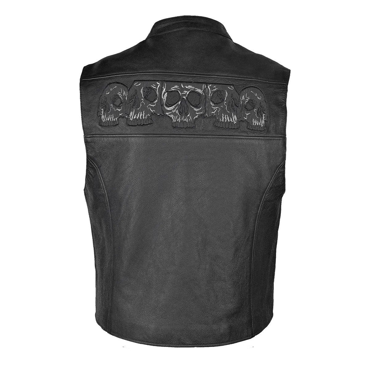 VL935 Vance Leather Men's Reflective Skull Vest with 4 Pockets