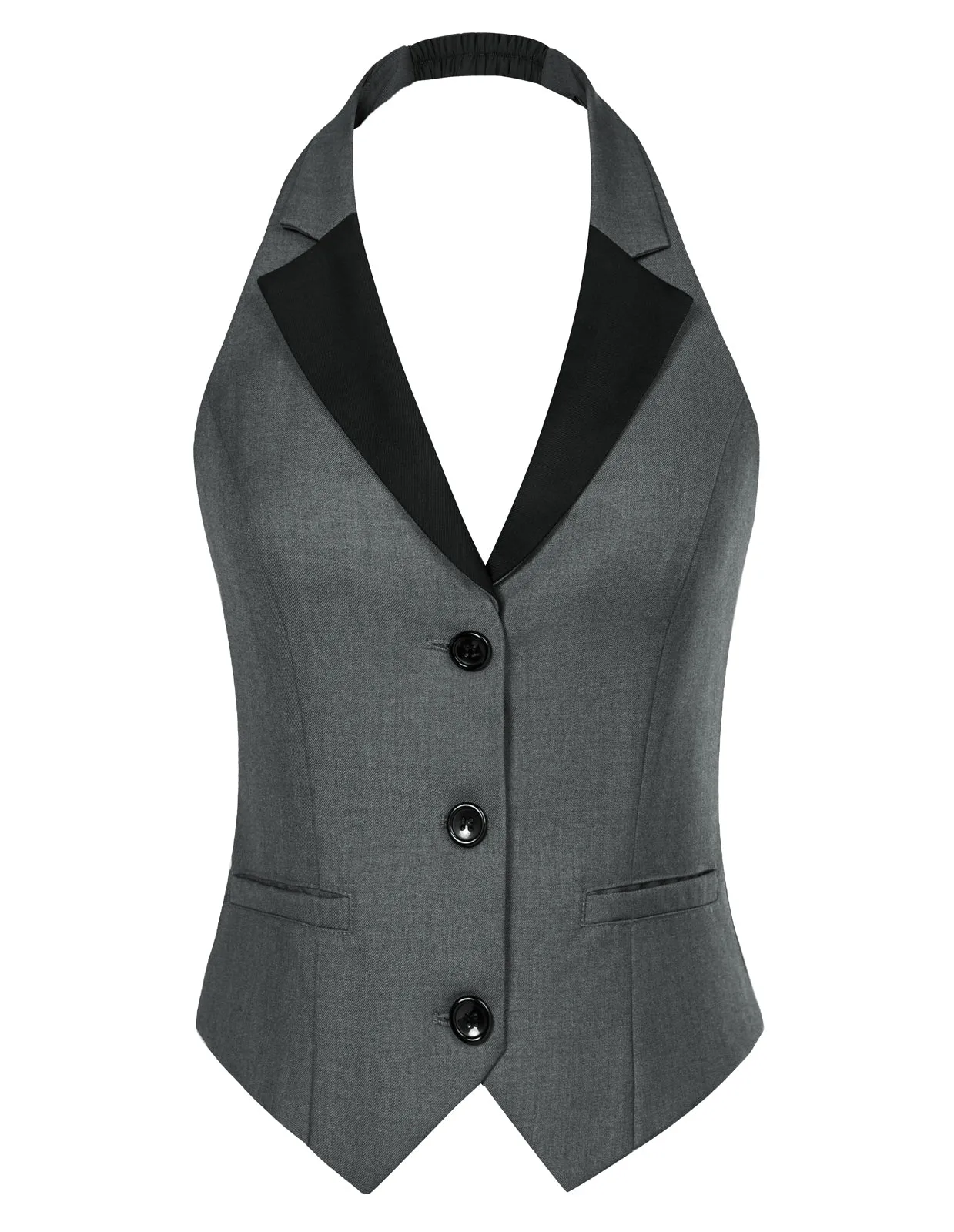 Waistcoat Vest Vintage Halter Lapel Button Down Suit Vest with Pockets