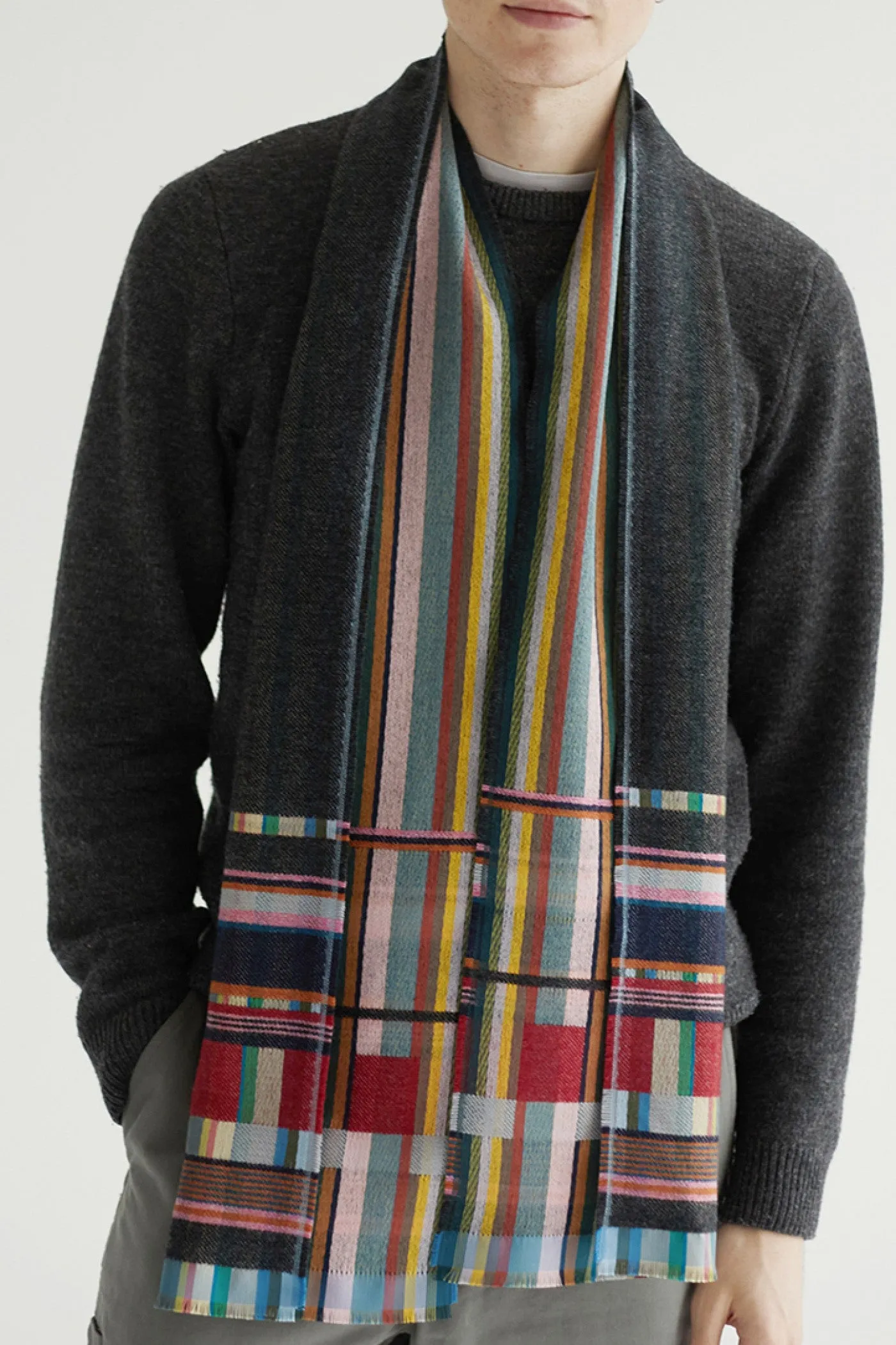 Wallace Sewell Silk and Lambswool scarves - Fritton - Bonfire CHARCOAL