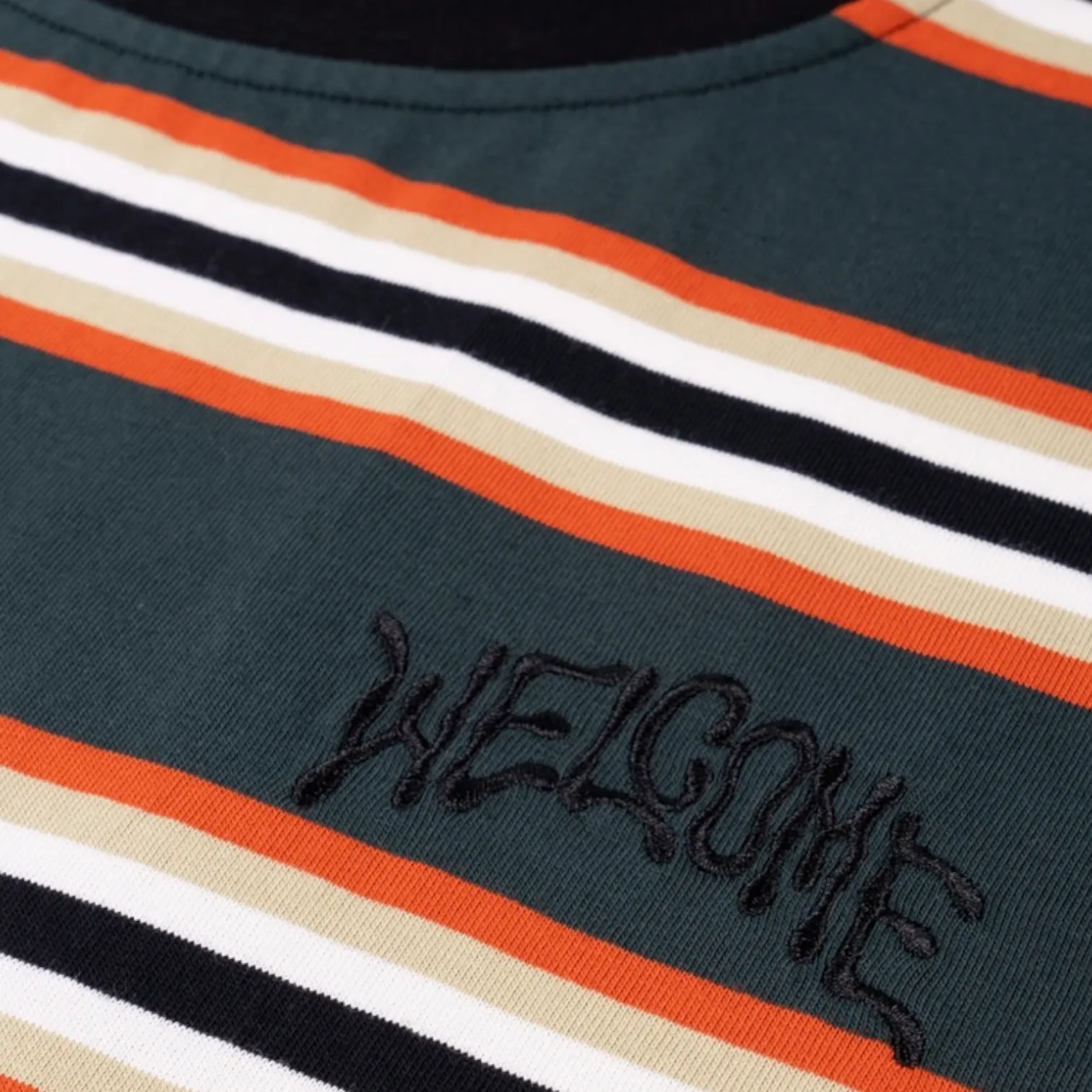 WELCOME THELEMA STRIPE SHORT SLEEVE KNIT - SPRUCE