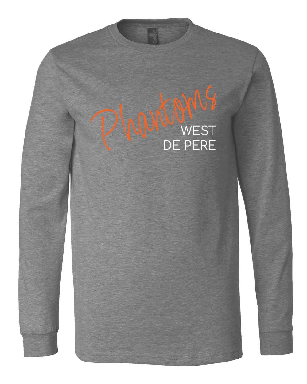 West De Pere Phantoms Merch - Tees, Long Sleeve Tee, Crewneck or Hoodie - Phantoms Script