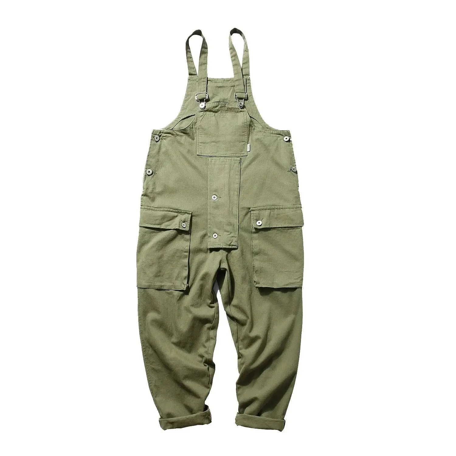 WIAOFELLAS -  Spring Summer Tooling Overalls Jumpsuit American Style Large Size Loose High Street Daddy Pants Casual Trousers Male Clothes